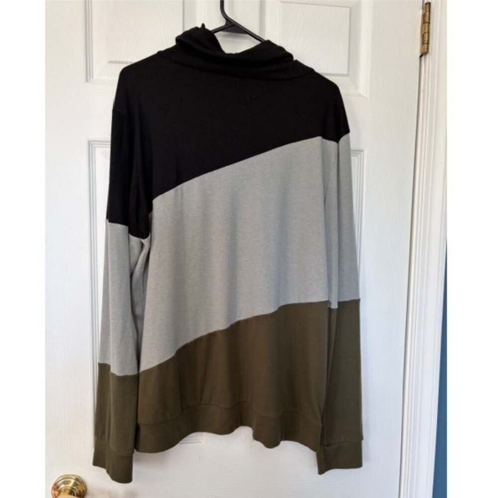 💚🖤 Preloved Striped Cowl Neck Top, Size XL 🖤💚 - Picture 2 of 5